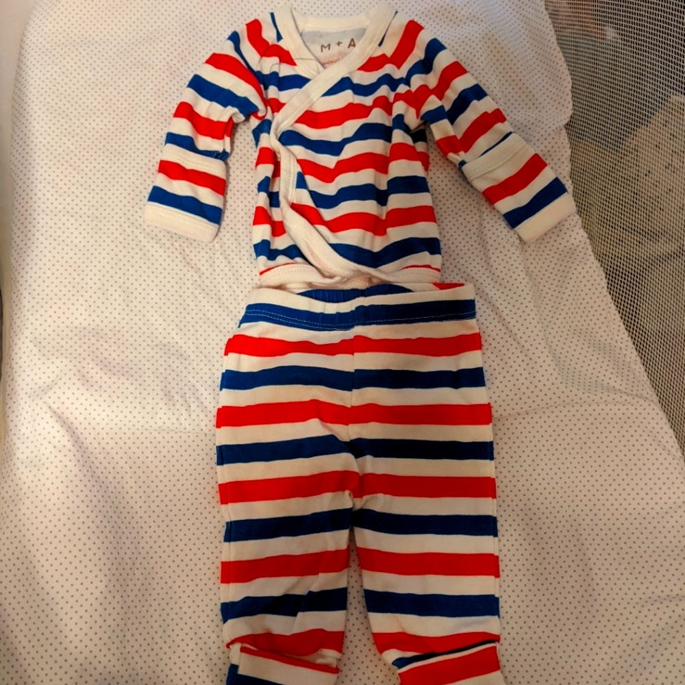 M + A two piece pajama set, never worn, red white and blue
